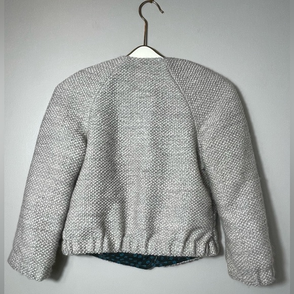 Anthropologie Elevenses Woodland Path Grey 70% Wool Crop 3/4 Sleeve Blazer - S - Picture 5 of 13